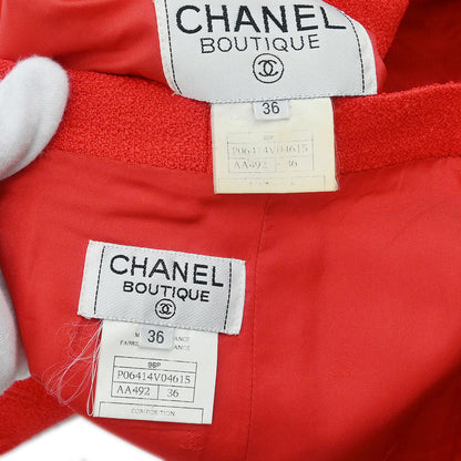 Chanel 1996 Setup Suit Jacket Skirt Red #36