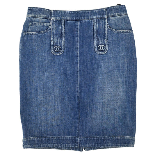 Chanel 2008 Denim Skirt Blue #38