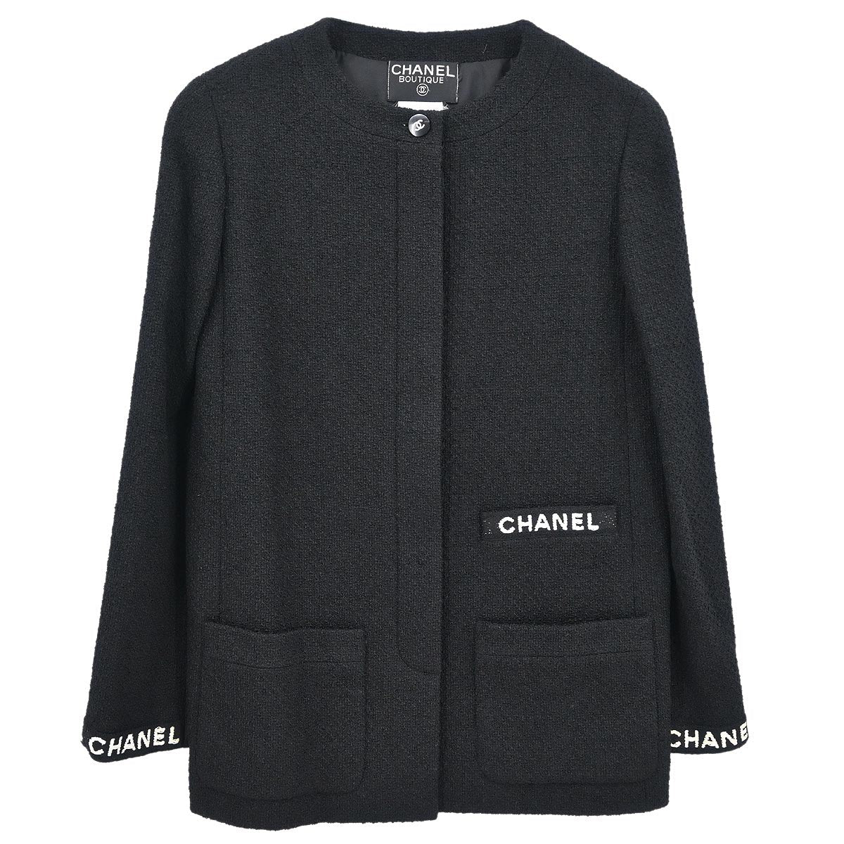 Chanel 1995 Single Breasted Jacket Black #38