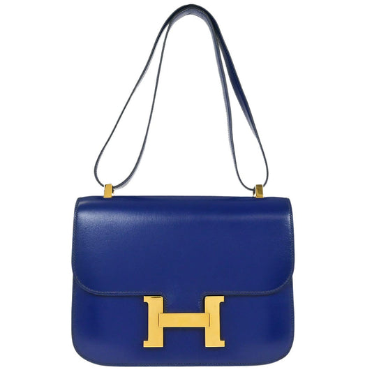 Hermes Blue Saphir Box Calf Constance 23 Shoulder Bag