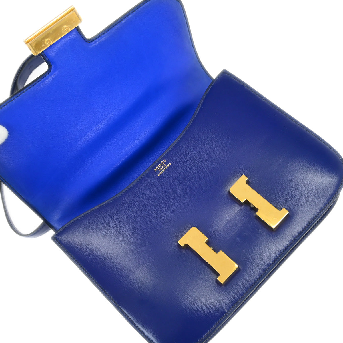 Hermes Blue Saphir Box Calf Constance 23 Shoulder Bag