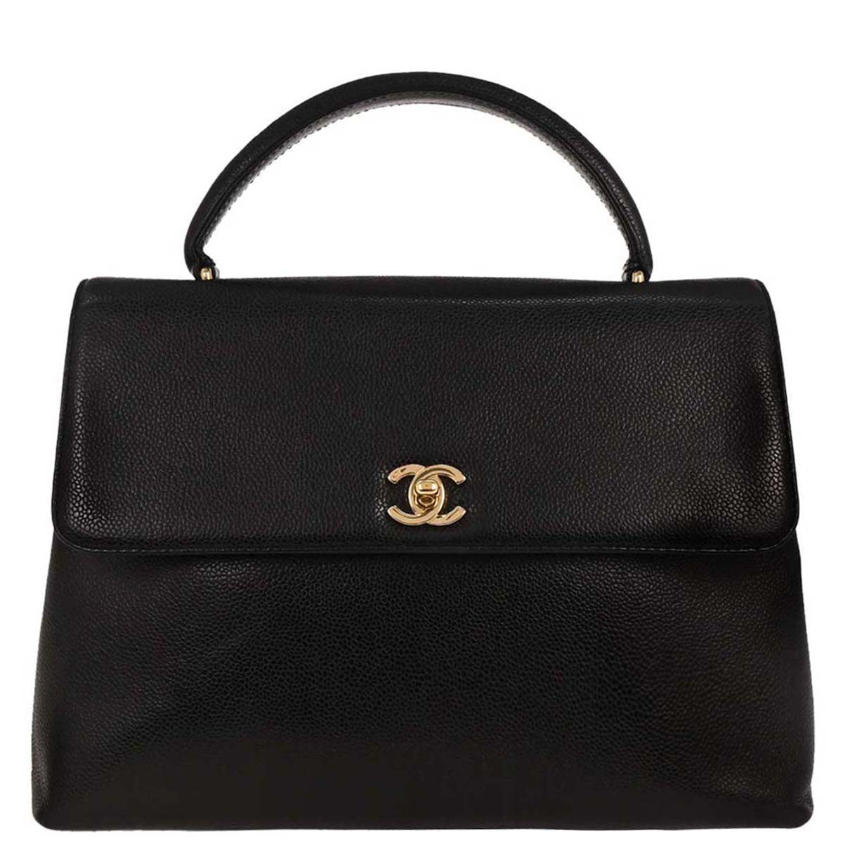 Chanel 1997-1999 Black Caviar Top Handle Handbag