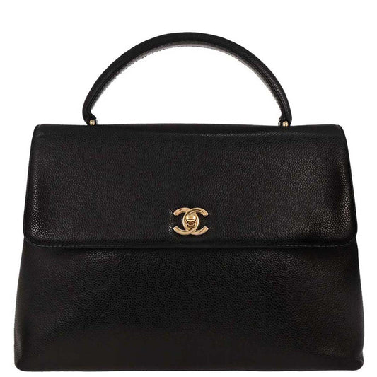 Chanel 1997-1999 Black Caviar Top Handle Handbag