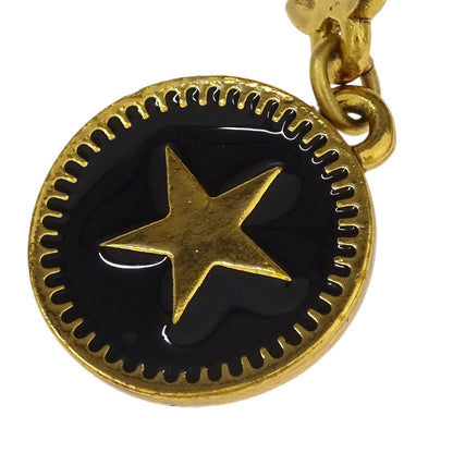 Chanel Dangle Piercing Earrings Gold Button 01P