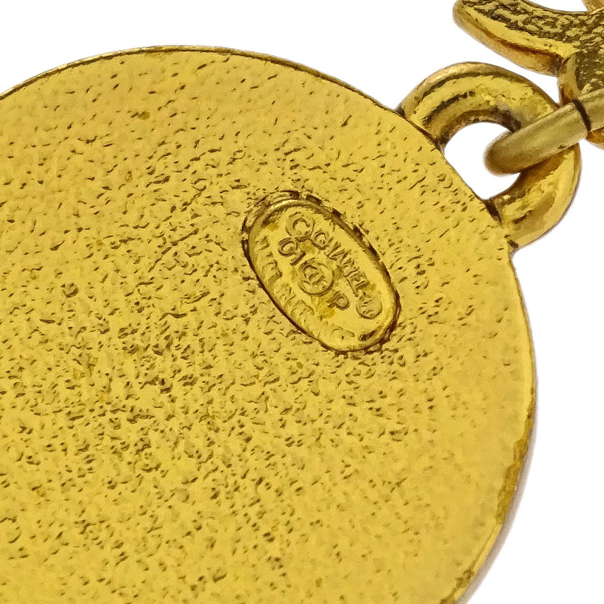 Chanel Dangle Piercing Earrings Gold Button 01P