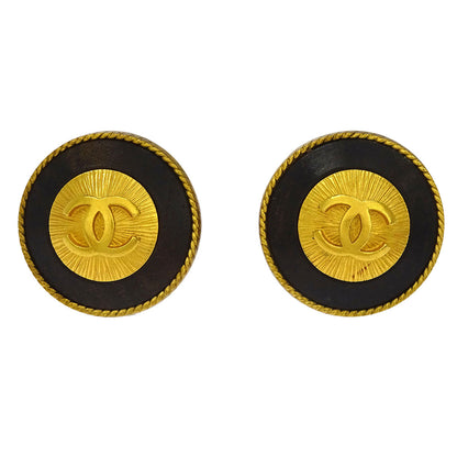 Chanel Gold Button Earrings Clip-On 94P