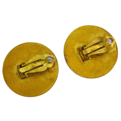 Chanel Gold Button Earrings Clip-On 94P