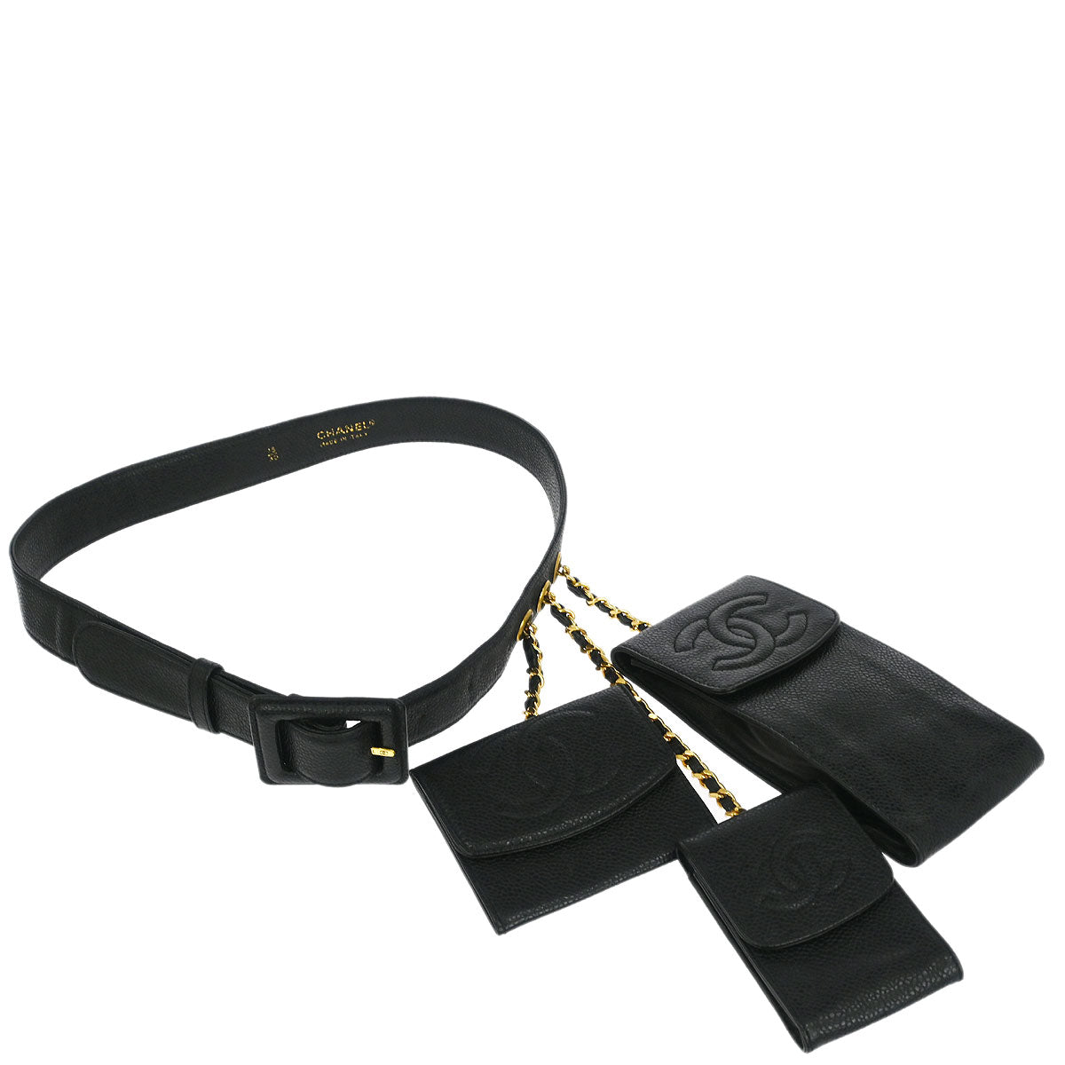 Chanel Black Caviar Multi Pouch Belt Bum Bag #75/30