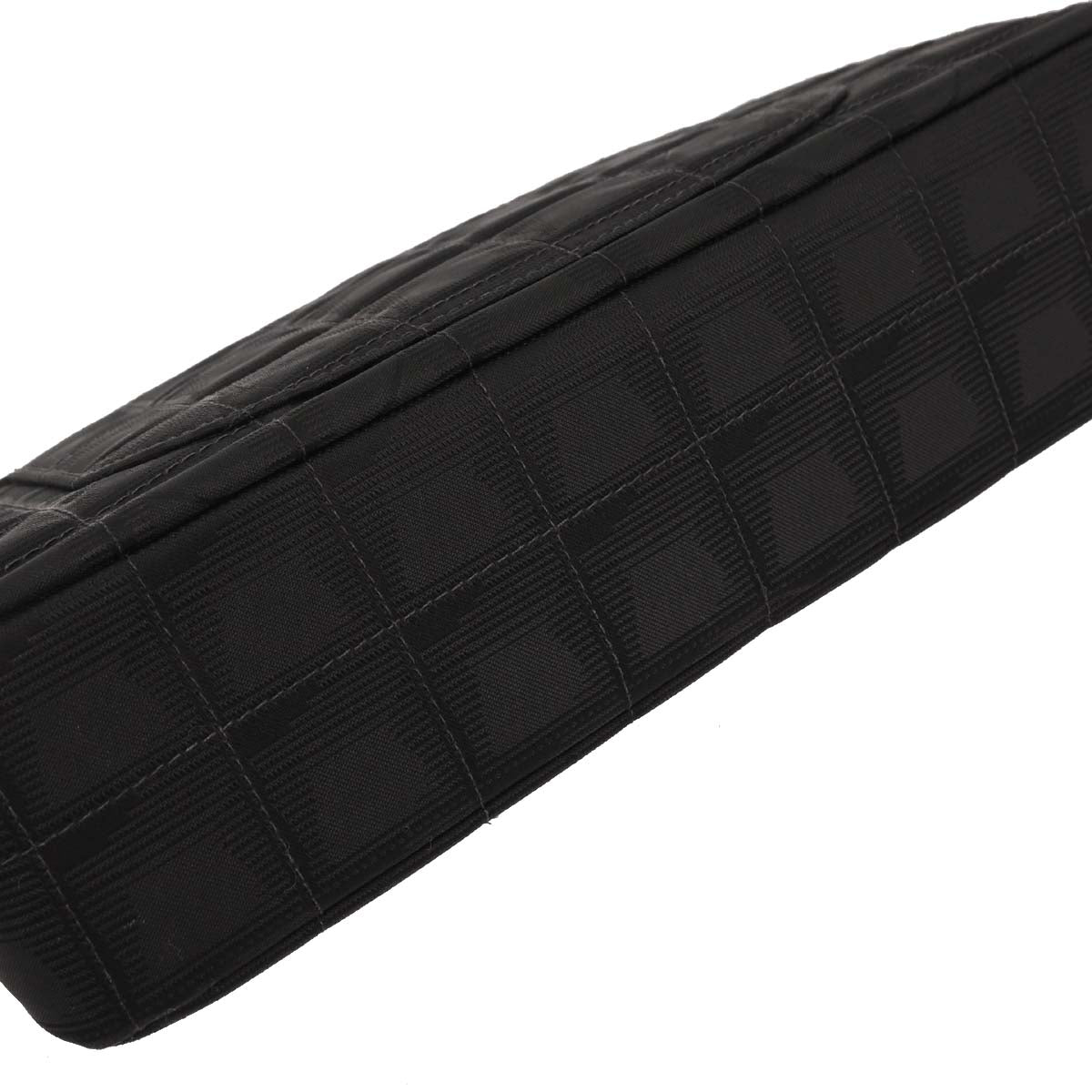 Chanel 2000-2002 Black Nylon Travel Line Single Flap Shoulder Bag