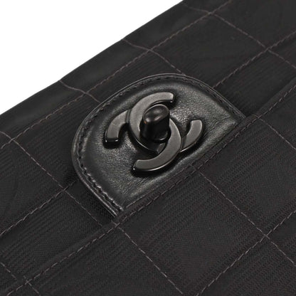 Chanel 2000-2002 Black Nylon Travel Line Single Flap Shoulder Bag