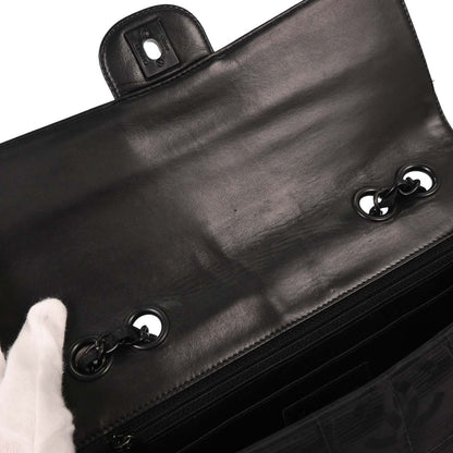 Chanel 2000-2002 Black Nylon Travel Line Single Flap Shoulder Bag