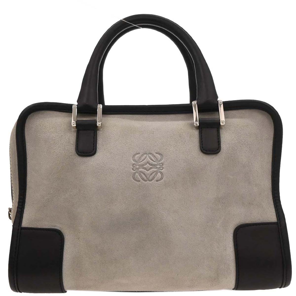 Loewe Light Gray Suede Amazona Handbag