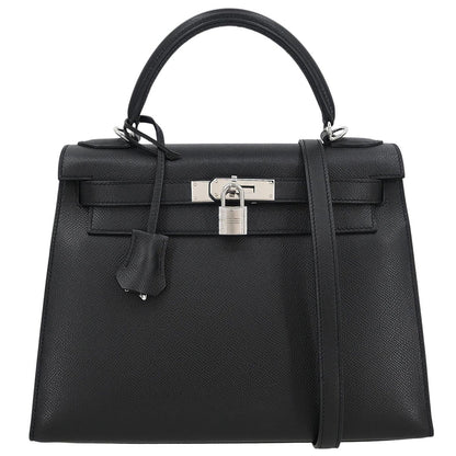 Hermes Black Epsom Kelly 28 Sellier 2way Shoulder Handbag