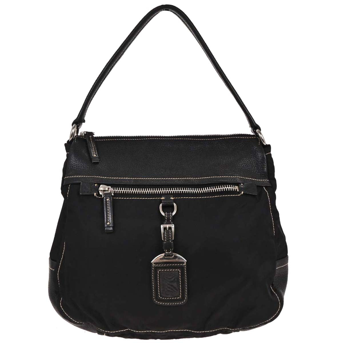 Prada Black Nylon Leather Shoulder Bag
