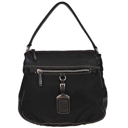 Prada Black Nylon Leather Shoulder Bag