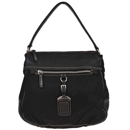 Prada Black Nylon Leather Shoulder Bag