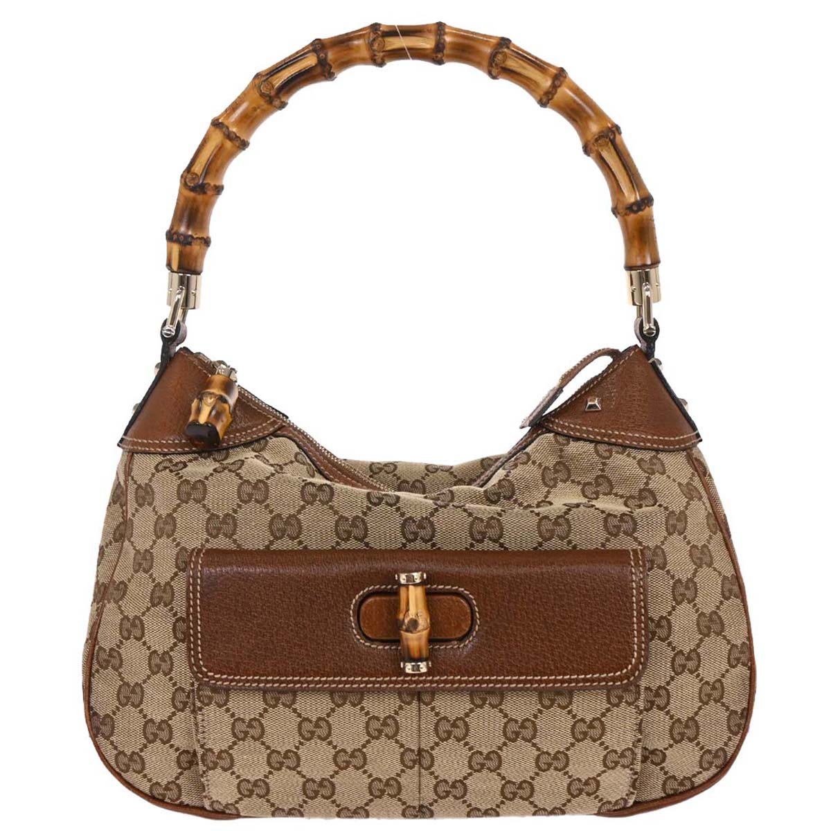 Gucci Beige Bamboo GG Handbag