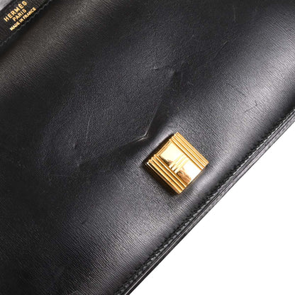 Hermes Black Box Calf Cadena Lock Shoulder Bag