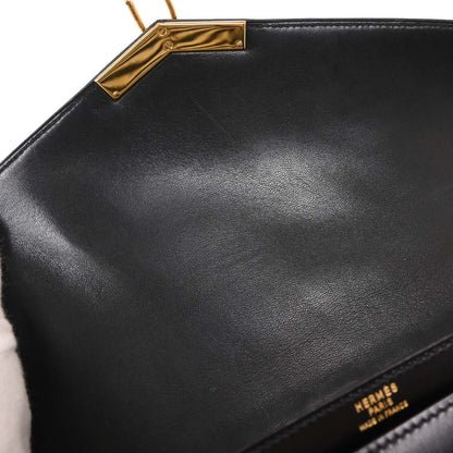 Hermes Black Box Calf Cadena Lock Shoulder Bag