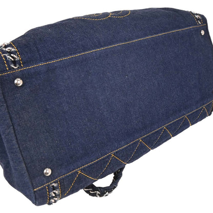 Chanel Navy Denim Luxury Line Bowling Bag Handbag
