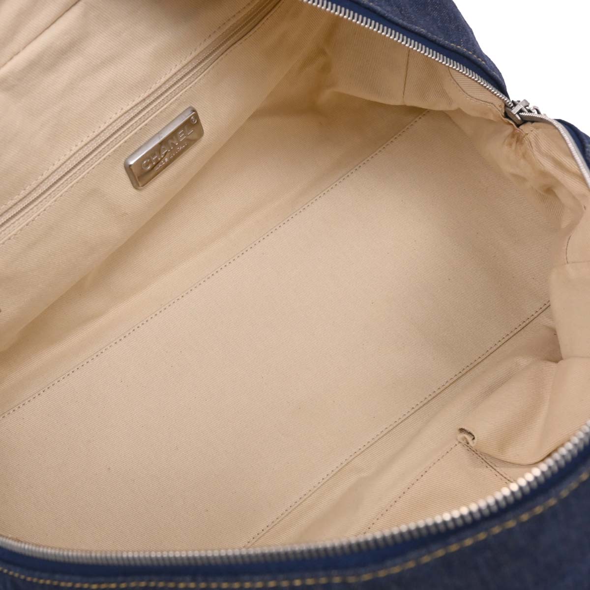 Chanel Navy Denim Luxury Line Bowling Bag Handbag