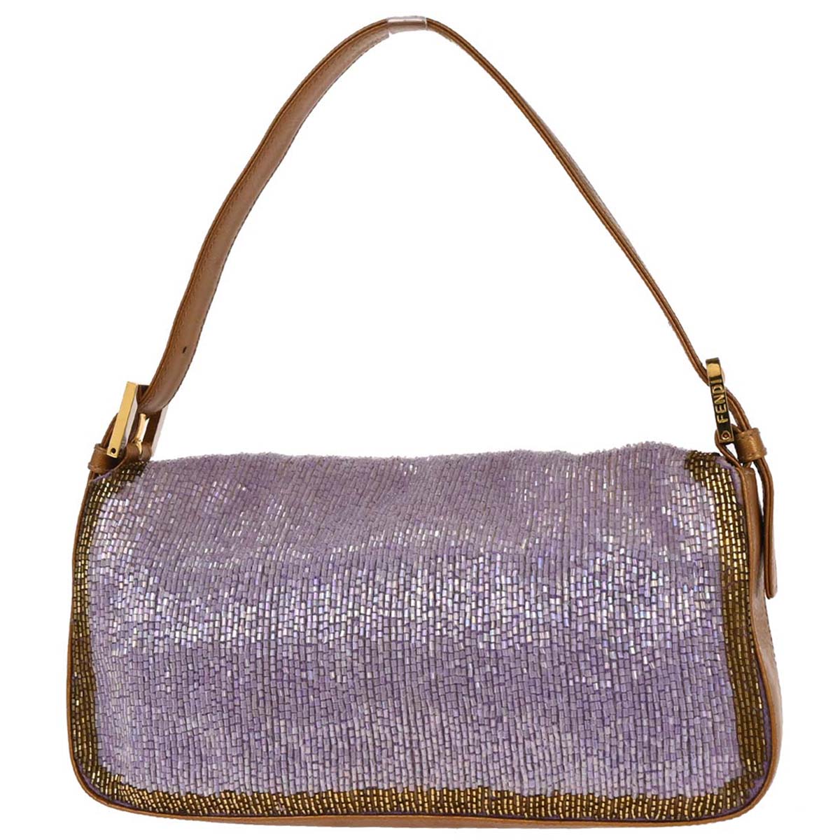 Fendi Purple Gold Beaded Baguette Handbag