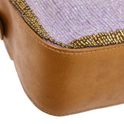 Fendi Purple Gold Beaded Baguette Handbag