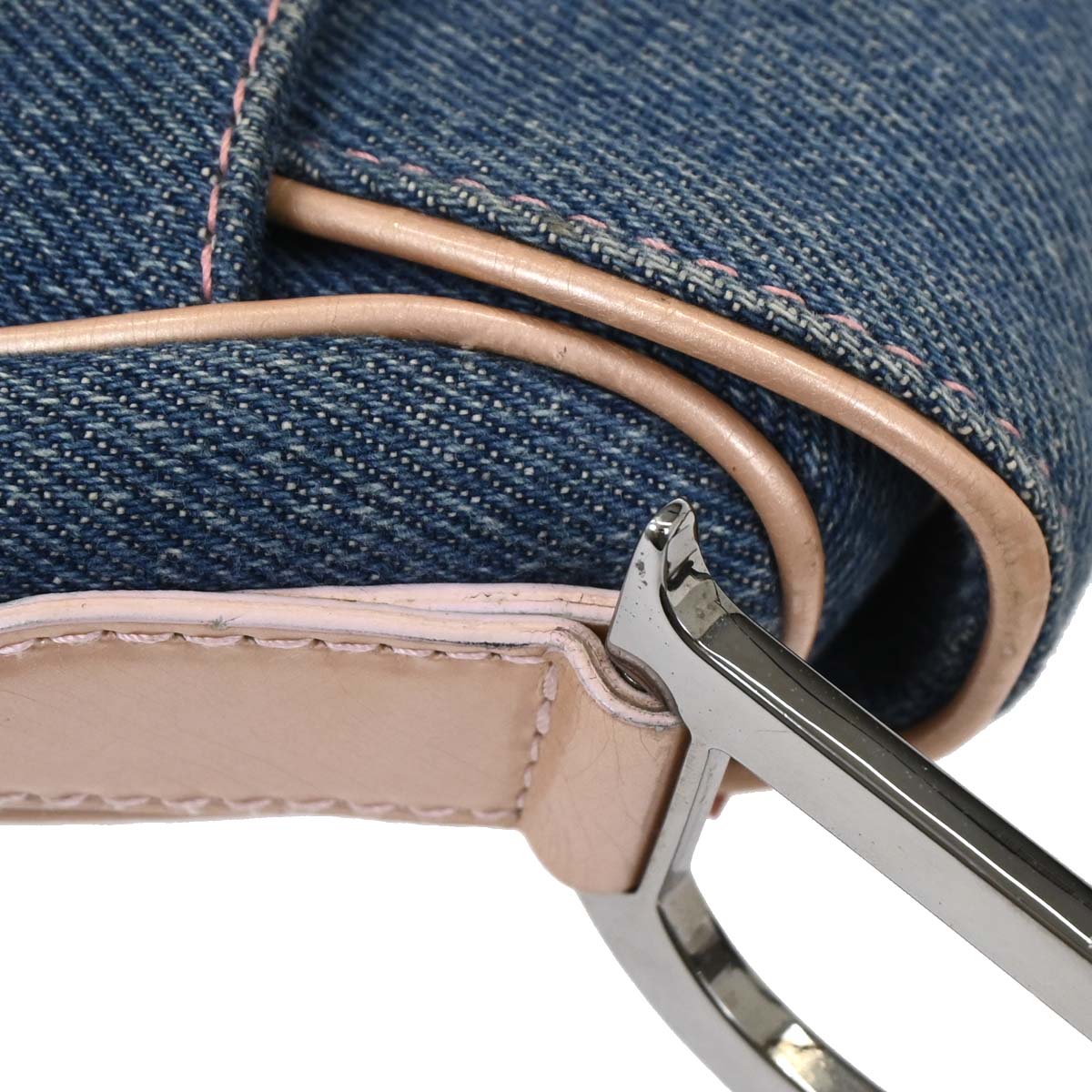 Christian Dior Navy Pink Denim Saddle Handbag