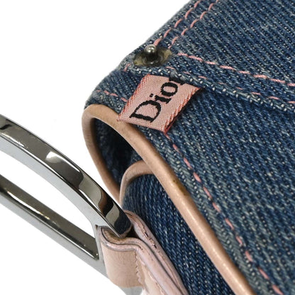 Christian Dior Navy Pink Denim Saddle Handbag