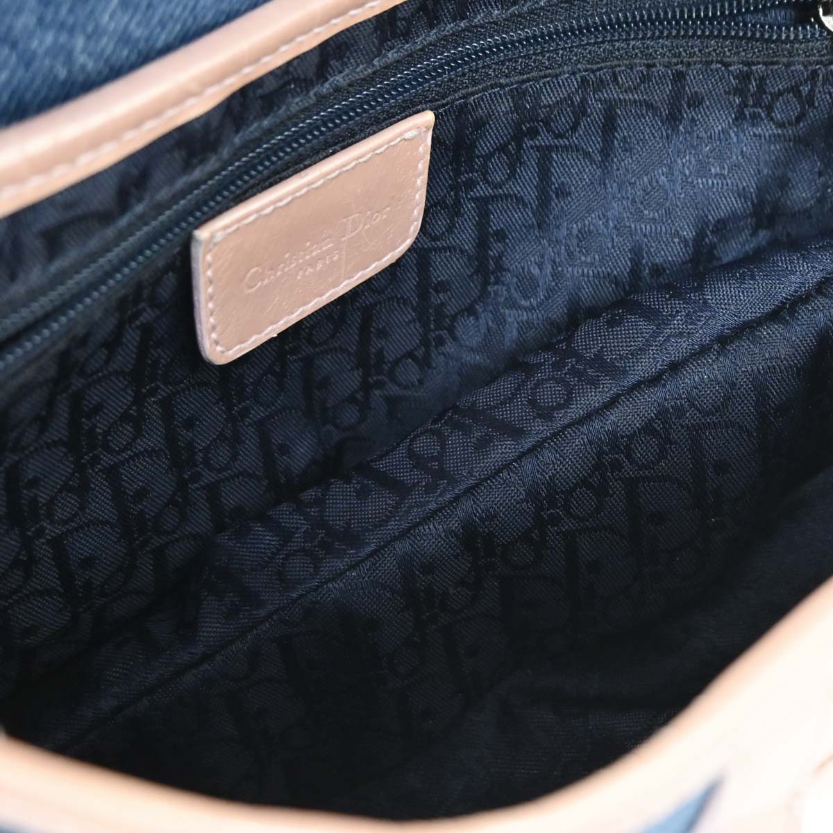 Christian Dior Navy Pink Denim Saddle Handbag