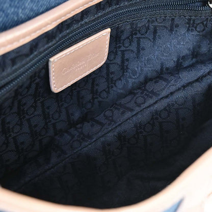 Christian Dior Navy Pink Denim Saddle Handbag