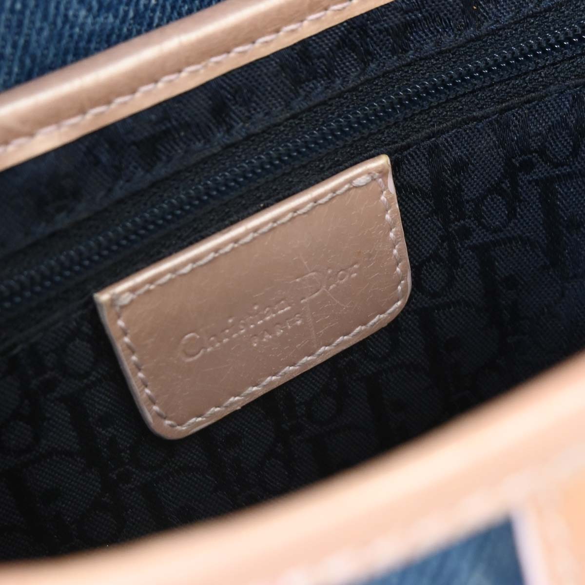 Christian Dior Navy Pink Denim Saddle Handbag