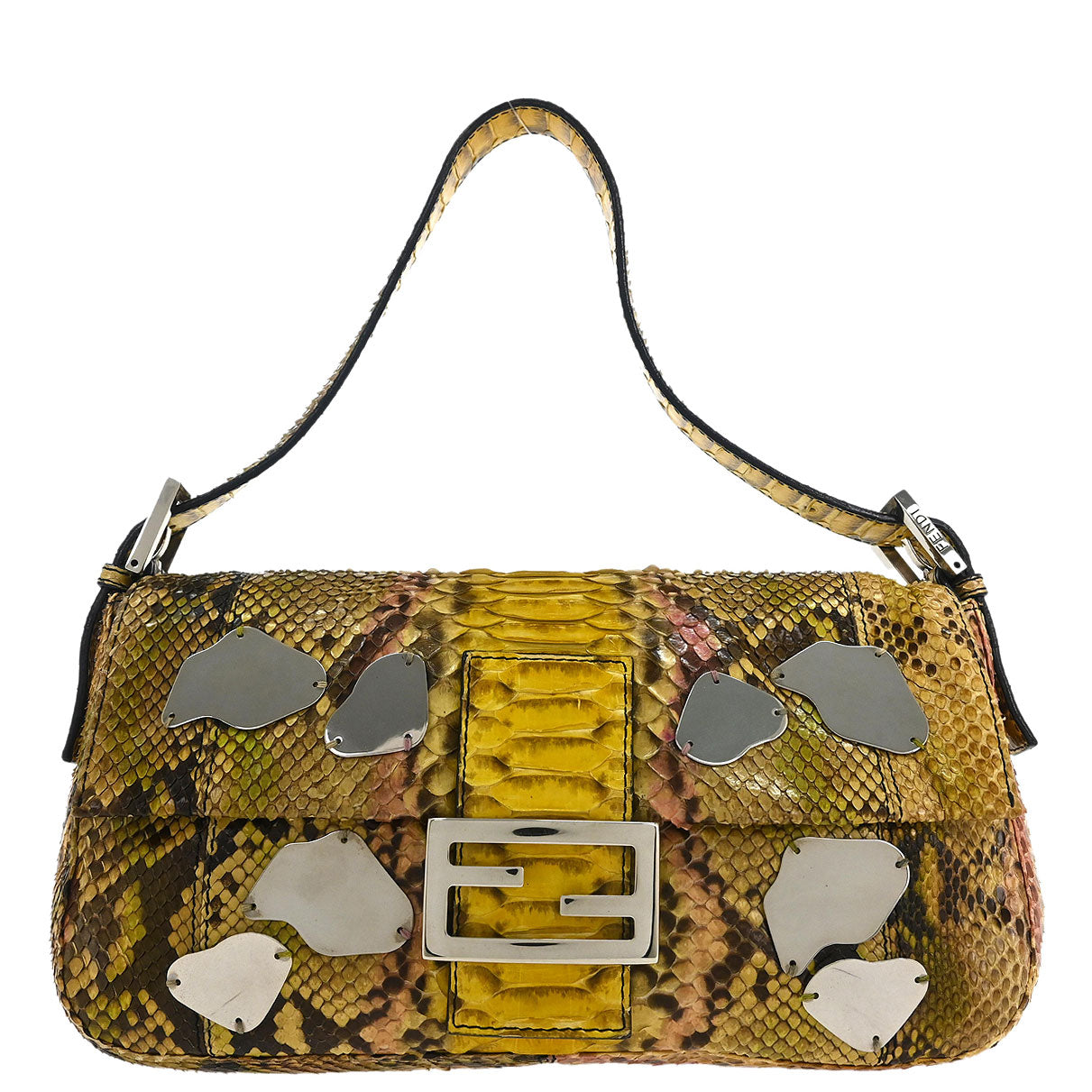 Fendi *Yellow Python Baguette Handbag