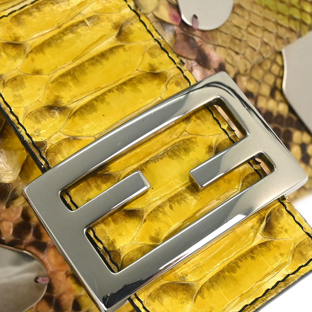 Fendi *Yellow Python Baguette Handbag