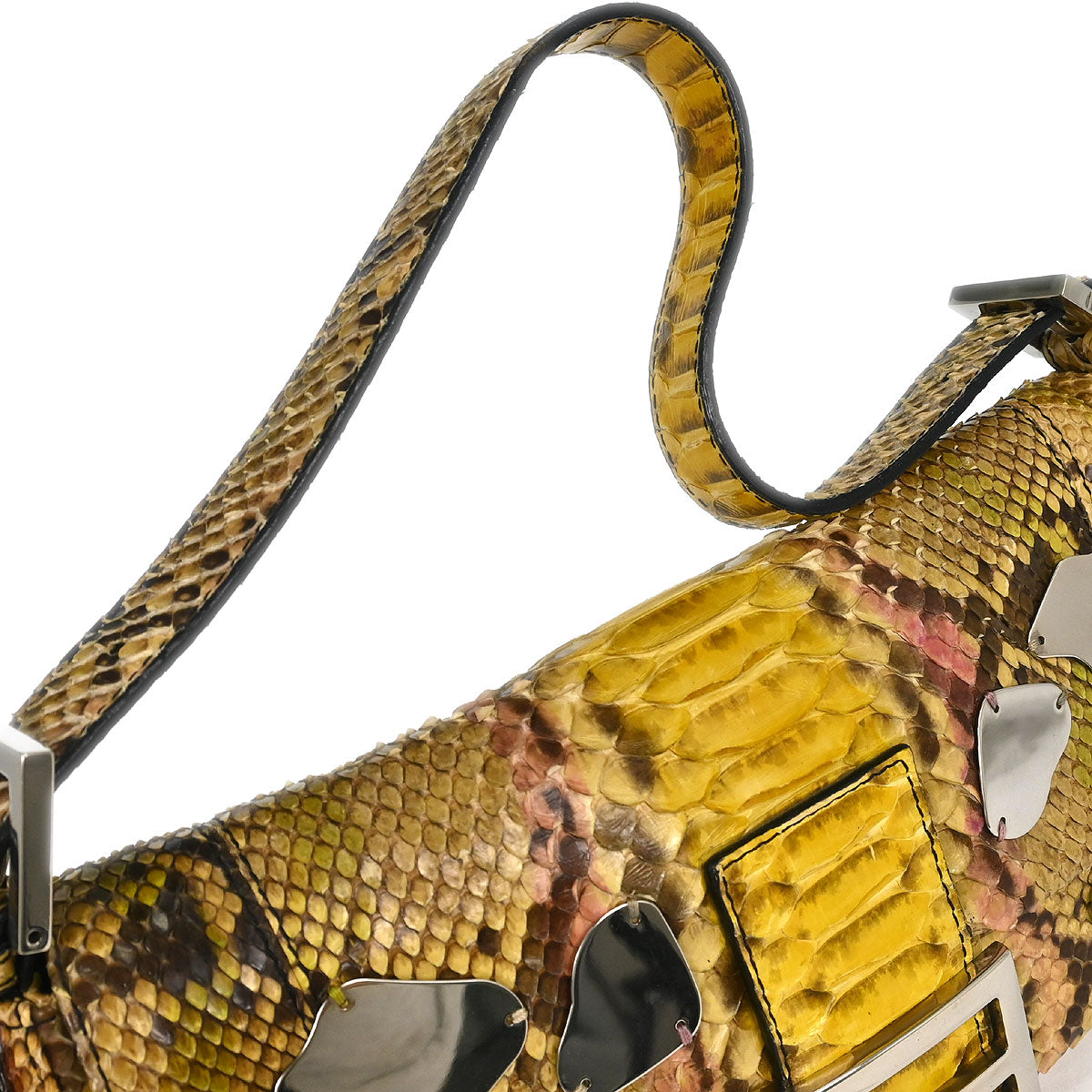 Fendi *Yellow Python Baguette Handbag