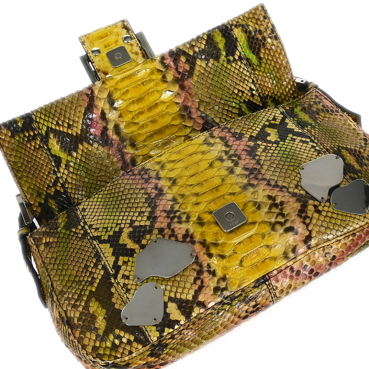 Fendi *Yellow Python Baguette Handbag
