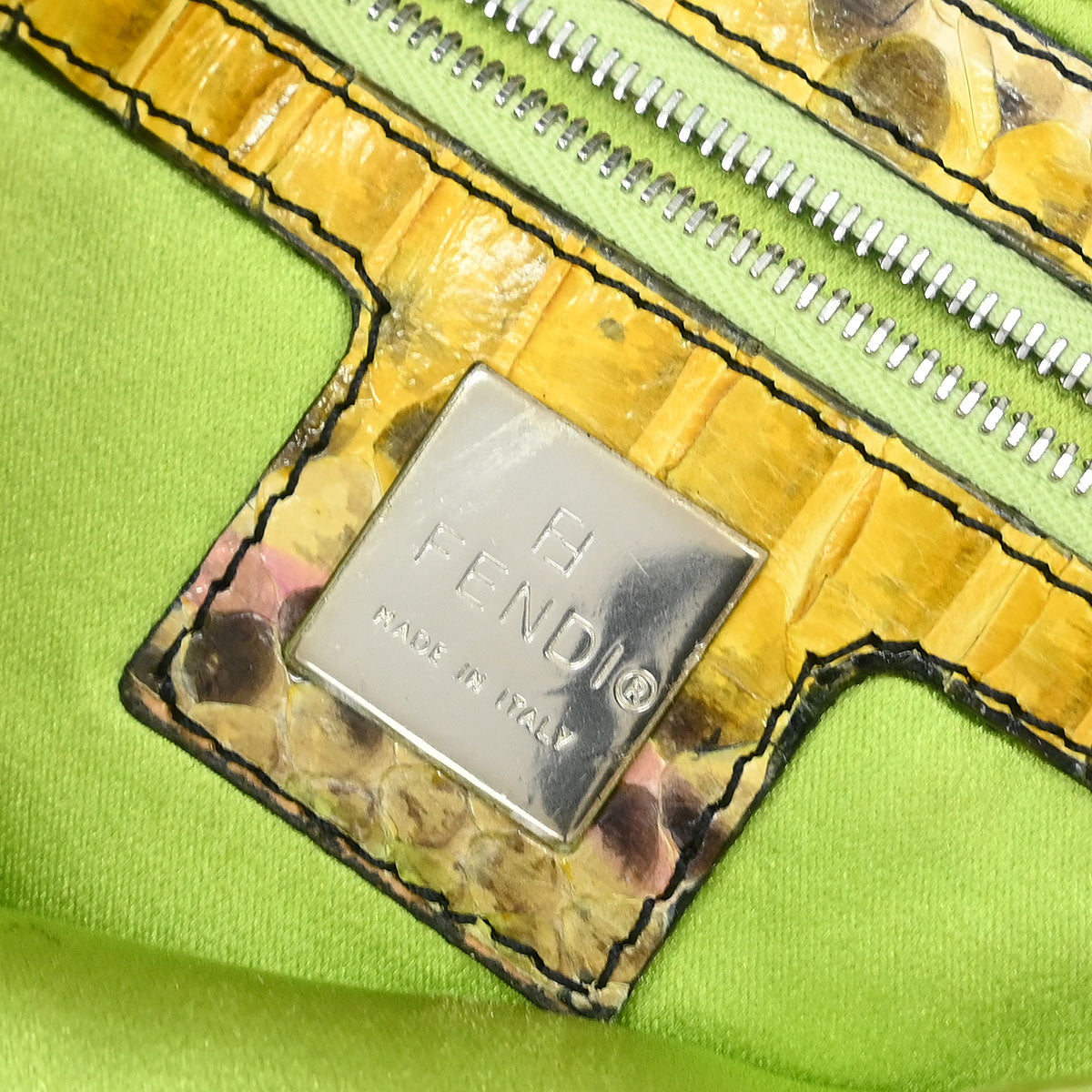 Fendi *Yellow Python Baguette Handbag