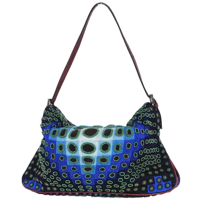 Fendi * Blue Purple Lizard Beaded Handbag