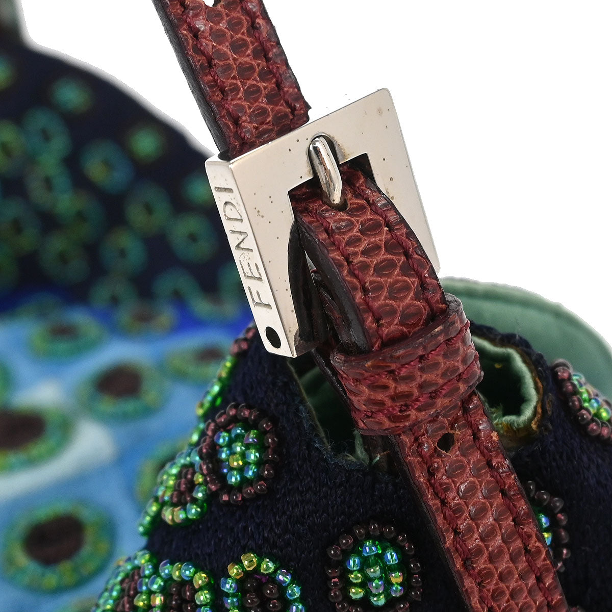 Fendi * Blue Purple Lizard Beaded Handbag