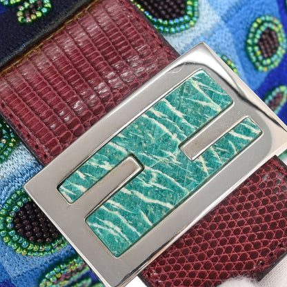 Fendi * Blue Purple Lizard Beaded Handbag