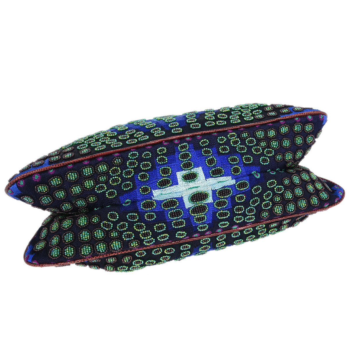 Fendi * Blue Purple Lizard Beaded Handbag