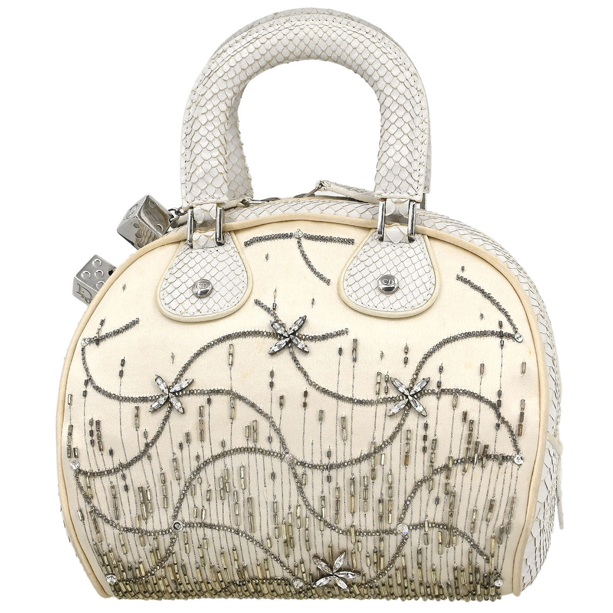 Christian Dior * White Python Gambler Dice Handbag