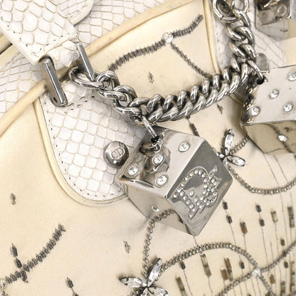 Christian Dior * White Python Gambler Dice Handbag