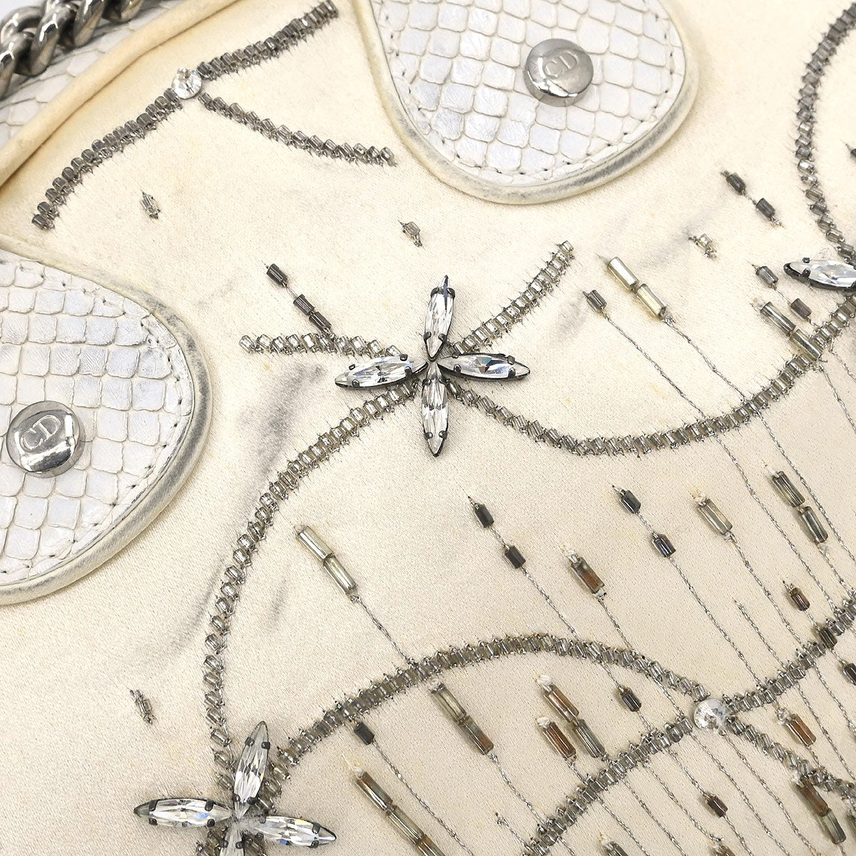 Christian Dior * White Python Gambler Dice Handbag