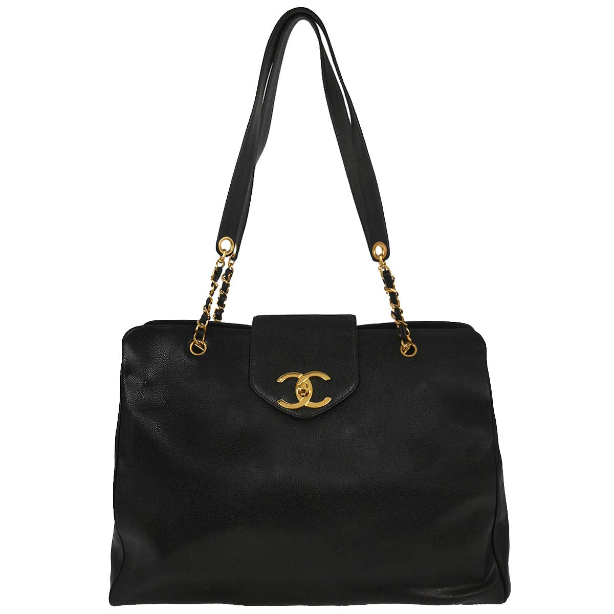 Chanel Black Caviar Supermodel Tote Shoulder Bag