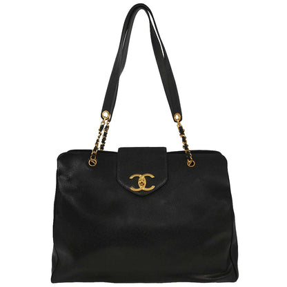 Chanel Black Caviar Supermodel Tote Shoulder Bag