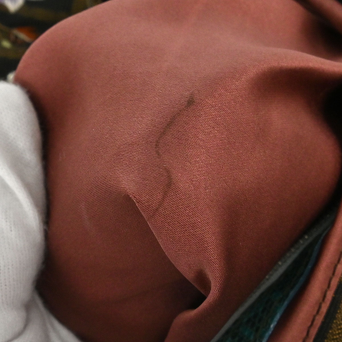 Fendi * Brown Blue Lizard Zucca Baguette Handbag