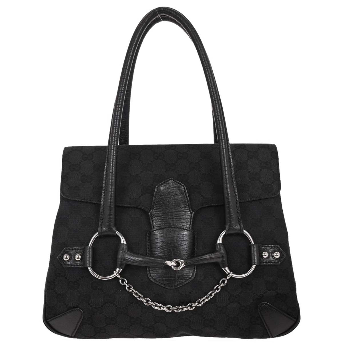 Gucci Black GG Horsebit Handbag