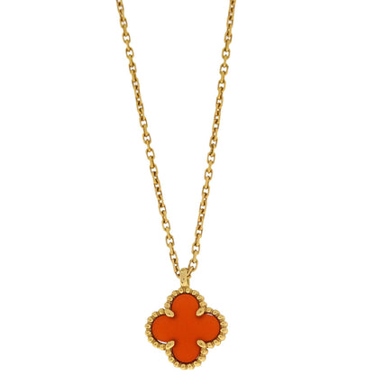 Van Cleef & Arpels Sweet Alhambra Pendant Necklace Carnelian Au750