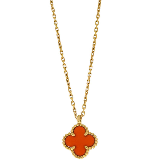 Van Cleef & Arpels Sweet Alhambra Pendant Necklace Carnelian Au750